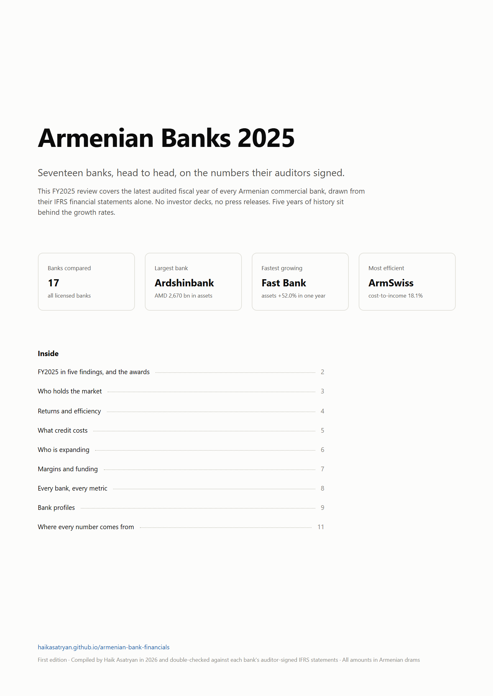 Cover of the Armenian Banks FY2025 report